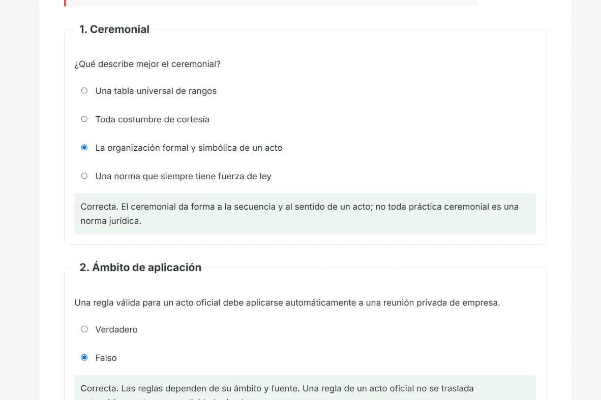 Captura de una actividad interactiva de opción múltiple